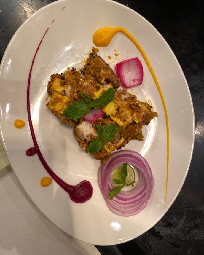 Paneer tikka with fine plating