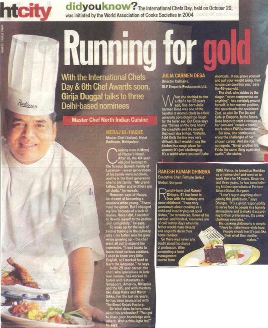 HT City feature 'Running for Gold' profiling Master Chef Meraj Ul Haque